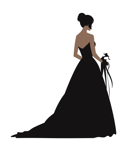 stock vector silhouette of a beautiful woman in wedding dress on isolated background