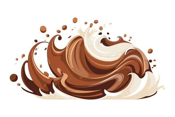 Chocolate Splashes Waves Illustration Isolated Background — Stock Vector