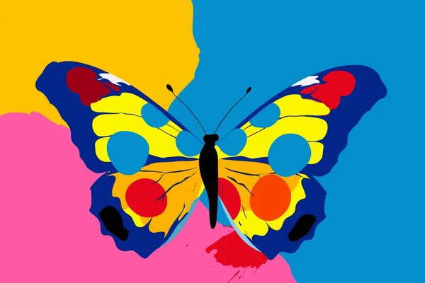 Schmetterling Pop Art Vektor Illustration Bunte Kunst Eines Schmetterlings — Stockvektor