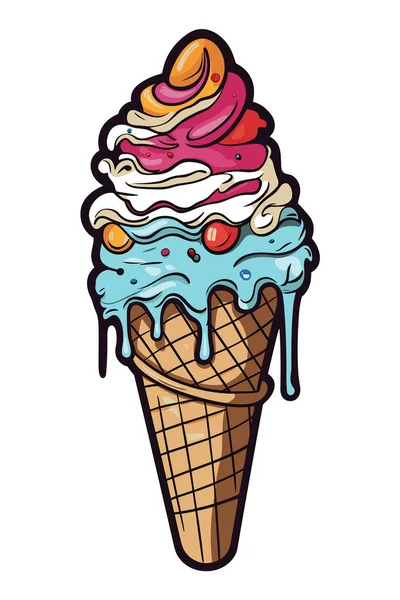 Cartoon Ice Cream Vector Illustration Isolated Background Cartoon Ice Cream — Stock Vector