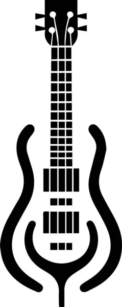 Bir Gitarın Çizgi Sanat Vektörü Logo Shirt Tasarımı Çıkartma Dövme — Stok Vektör