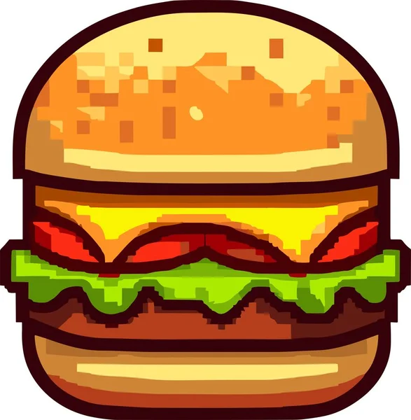 Pixelkunst Einer Burger Vektorillustration — Stockvektor