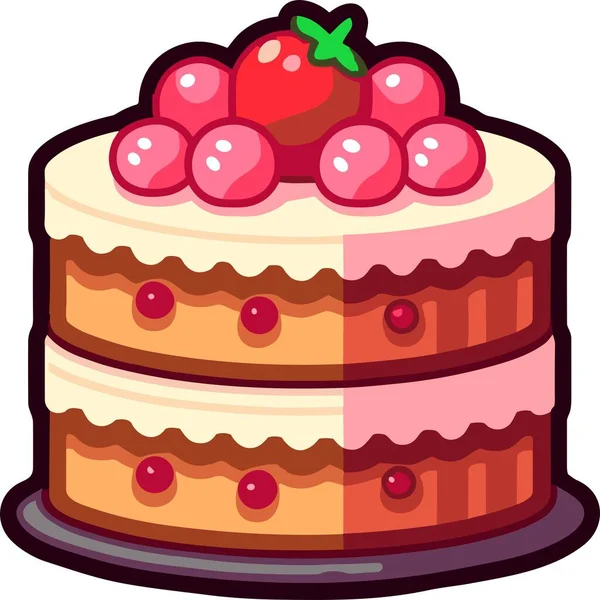 Kuchen Mit Kirsche Und Kuchen Illustration Design — Stockvektor