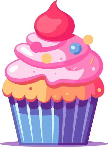Cupcake Aux Paillettes Roses — Image vectorielle