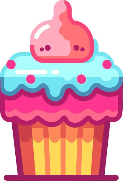 Cupcake Avec Cupcake Rose Illustration Vectorielle — Image vectorielle