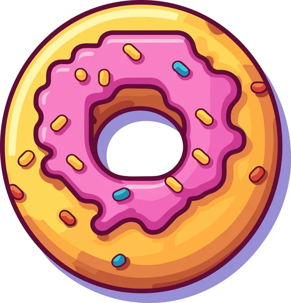 Donut Met Roze Glazuur Zoete Glazuur Vector Illustratie — Stockvector