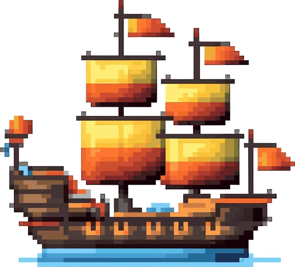 Piratenschiff Ikone Cartoon Stil — Stockvektor