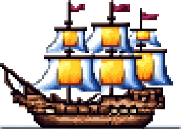 Піксельне Мистецтво Корабля Піксельне Мистецтво — стоковий вектор