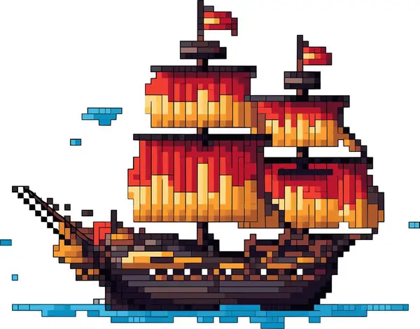 Pixel Arte Pixel Nave Pixel Vettoriale Illustrazione — Vettoriale Stock