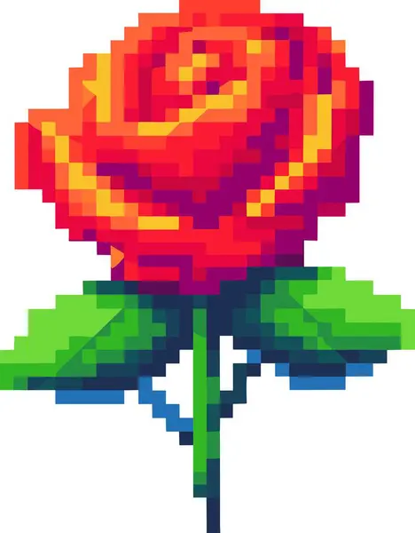 Піксельна Мистецька Квітка Мультяшної Ілюстрації Піксельне Мистецтво — стоковий вектор