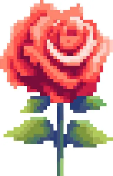 Піксельна Художня Ілюстрація Червоних Троянд — стоковий вектор