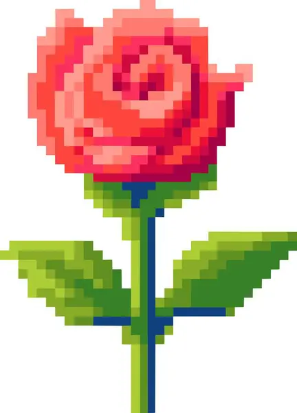 Піксельне Мистецтво Троянди Білому Тлі Піксельне Мистецтво — стоковий вектор
