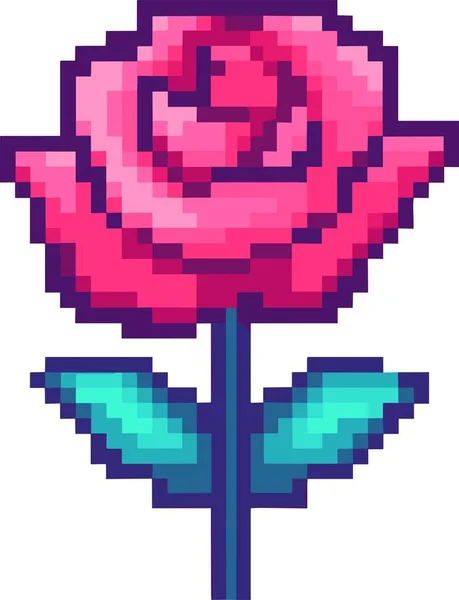 Піксельне Мистецтво Троянди Пікселів Піксельна Ілюстрація Квітки Троянди — стоковий вектор