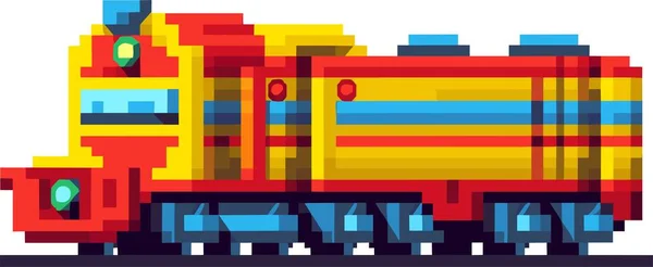 Пиксельный Поезд Вектором Паровоза — стоковый вектор