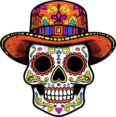 sugar skull vector for t-shirt design and wall decor clipart