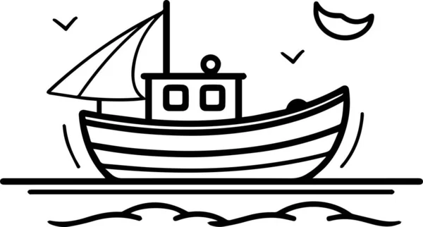 Ilustración Vector Barco Para Tatuaje Pegatina — Vector de stock