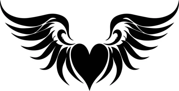 Srdce Křídly Pro Tetování Samolepku — Stockový vektor
