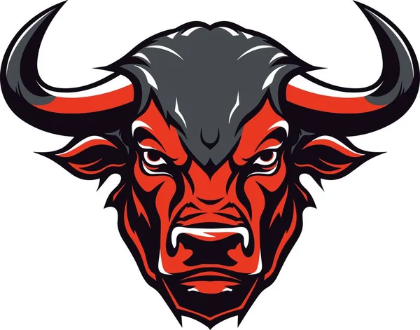 Red Bull Head Vektor Illustration Für Logo Aufkleber — Stockvektor