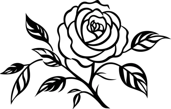 Vetor Flor Rosa Para Adesivo Tatuagem Arte Parede —  Vetores de Stock