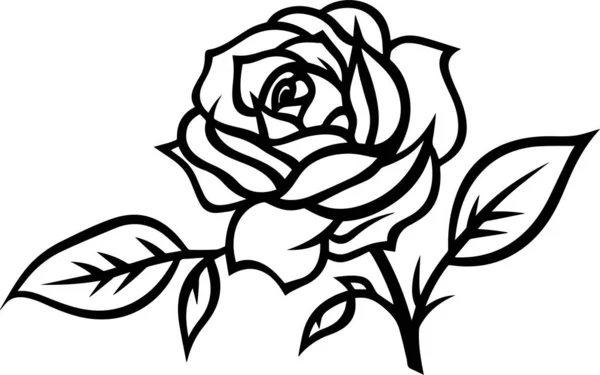 Τριαντάφυλλο Διάνυσμα Λουλουδιών Για Αυτοκόλλητο Τατουάζ Και Τέχνη Τοίχου — Διανυσματικό Αρχείο