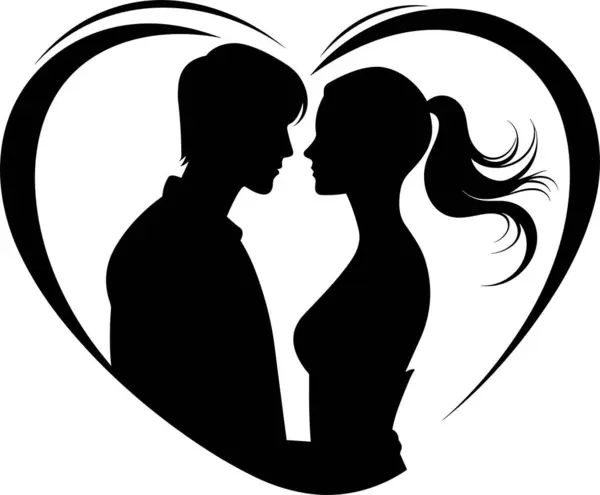 Silhouette Couple Forming Love Shape Sticker Wall Decor — Stock Vector