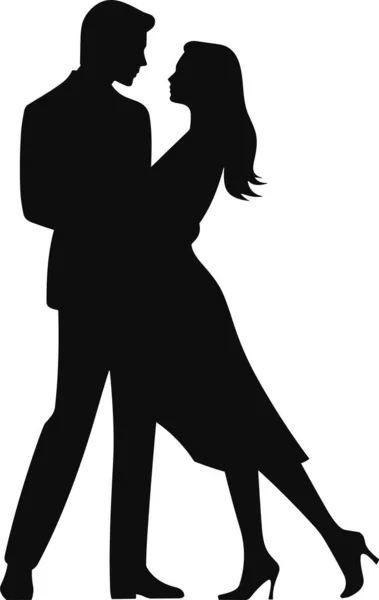 Silhouette Eines Tanzenden Paares Für Aufkleber Und Wanddekor — Stockvektor