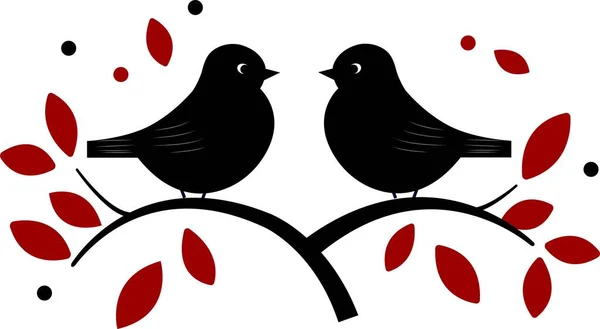 Two Birds Sitting Tree Vector Wall Decor Sticker Design — Stock Vector