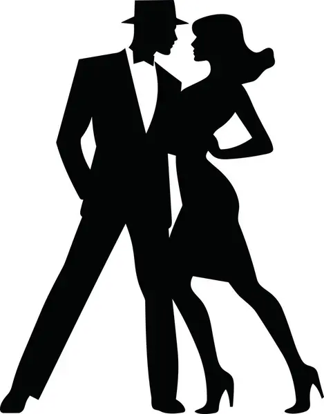 Silhouette Couple Dancing Vector Sticker Wall Decor — Stock Vector