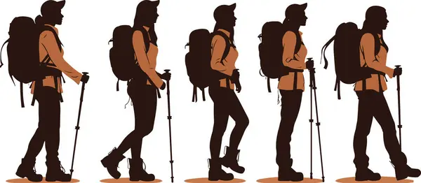 stock vector silhouettes of a trekking girl vector