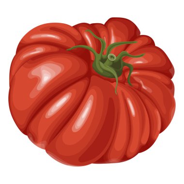 Bu vektör çizimi olgun, yeşil saplı, dolgun yüzeyi ve zengin rengini gösteren yeşil bir domates tasvir ediyor..
