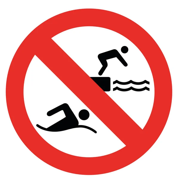 Запретный Круглый Знак Красным Кругом Люди Ныряют Плавают Запрещает Информирует — стоковое фото