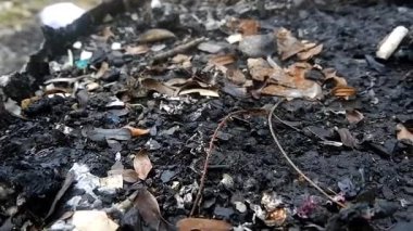 Küle dönüşmüş ve yanmış plastik atıkların kapatılması.