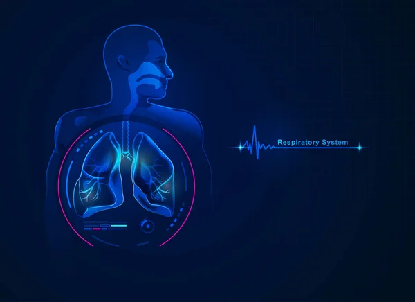 Gráfico Del Sistema Respiratorio Con Elemento Futurista Sanitario — Archivo Imágenes Vectoriales
