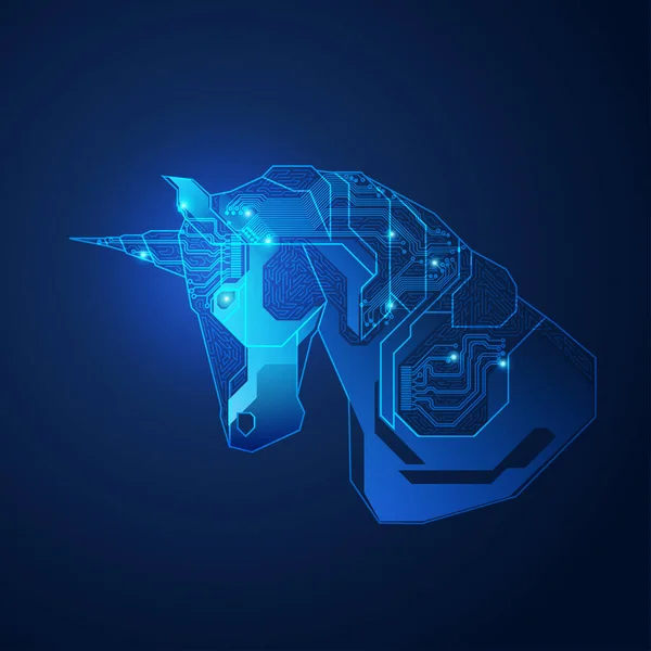 Symbol Business Startup Graphic Unicorn Combined Electronic Pattern — 스톡 벡터