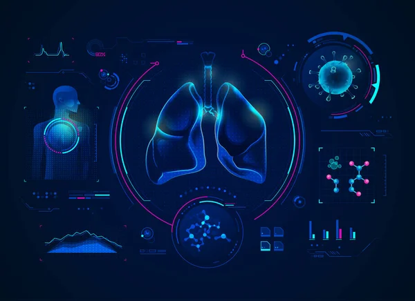 Concepto Tecnología Médica Gráfico Pulmones Sistema Respiratorio Virus Con Elemento — Vector de stock