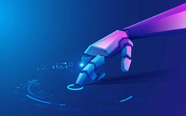 Concepto Tecnología Realidad Virtual Tecnología Inteligencia Artificial Gráfico Mano Robot — Vector de stock