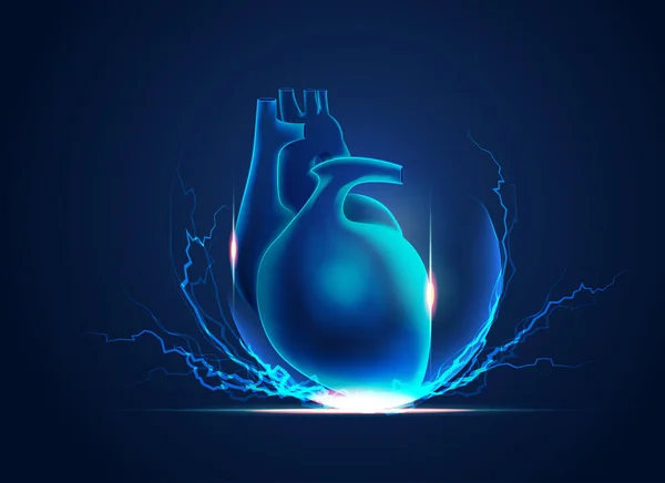 Concepto Cardiología Poder Del Corazón Gráfico Corazón Con Elemento Relámpago — Vector de stock