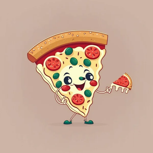 Cute Cartoon Pizza Character