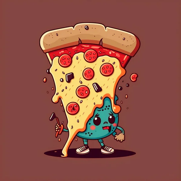 Cute Cartoon Pizza Character