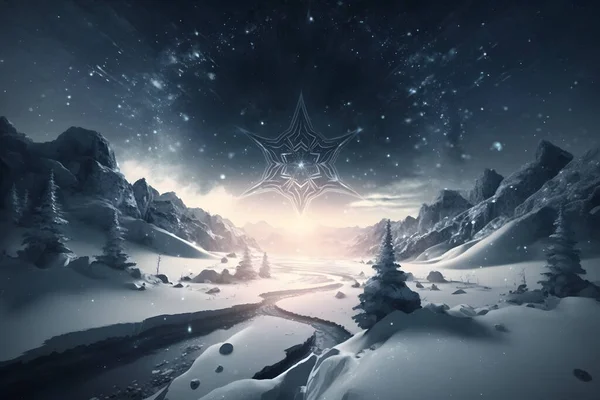 Astral wallpapers composition with snow