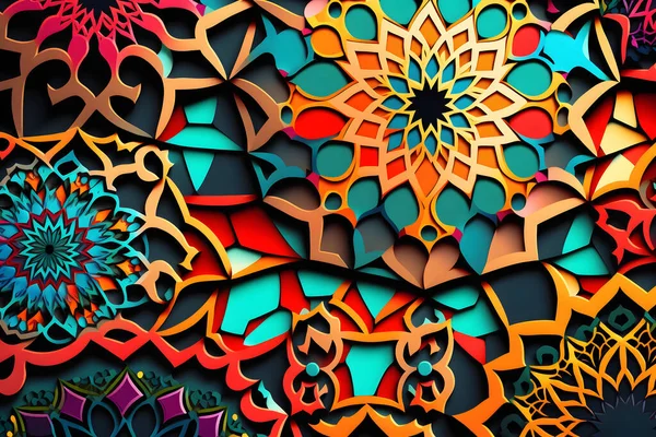 Colorful arabesque pattern ramadan kareem islam backdrop decor