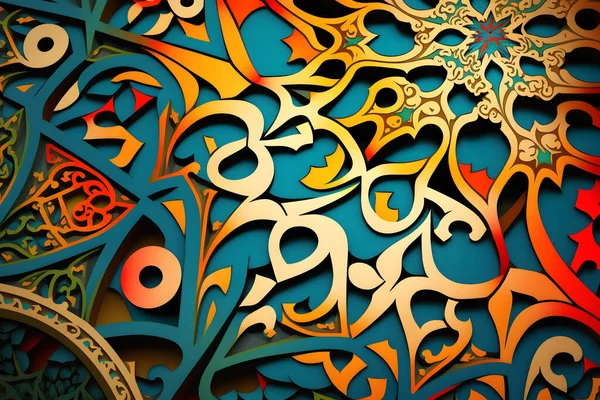 Colorful arabesque pattern ramadan kareem islam backdrop decor