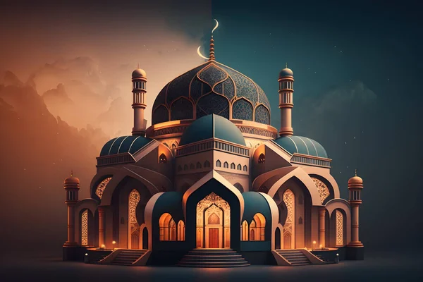 illustration of amazing architecture design of muslim mosque ramadan concept