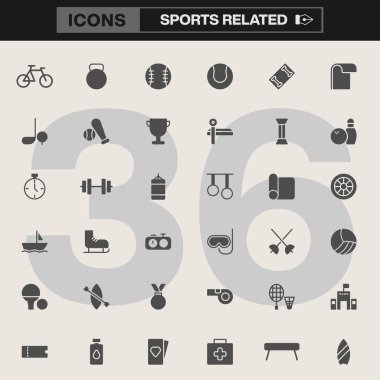 Spor Simgesi Koleksiyonu: 36 spor ikonu Bisiklet halter halter golf ve daha fazlası