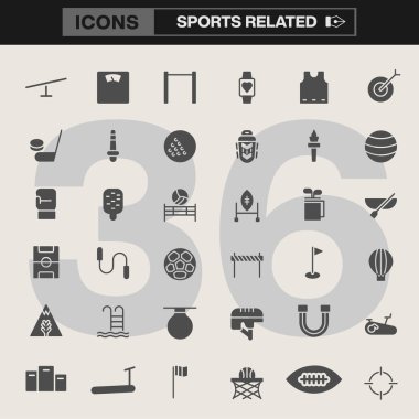 Spor Simgesi Koleksiyonu: 36 spor ikonu Bisiklet halter halter golf ve daha fazlası