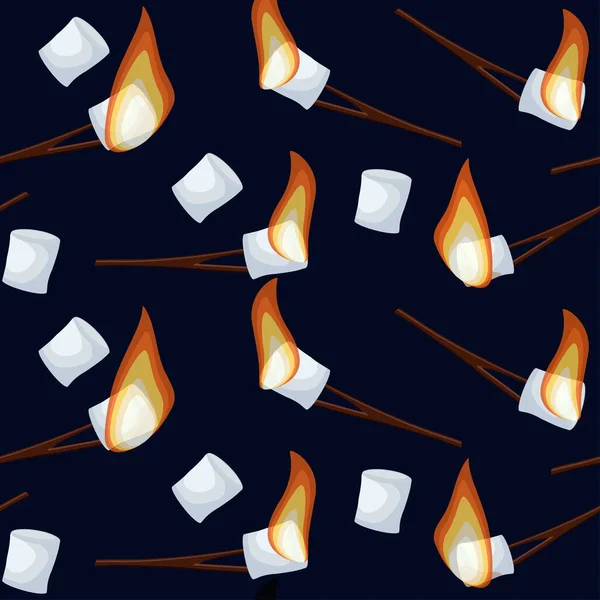 Φρύξης Marshmallows Χωρίς Ραφή Πρότυπο Απομονώνονται Σκοτεινή Νύχτα Μπλε Φόντο — Διανυσματικό Αρχείο