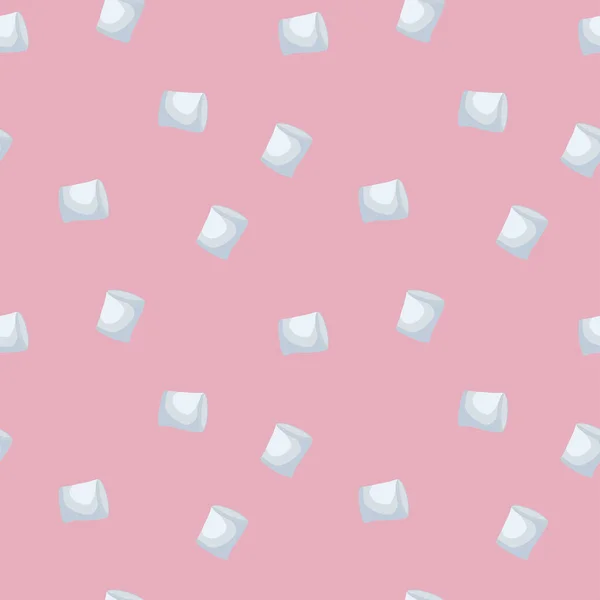 Χωρίς Ραφή Πρότυπο Marshmallows Που Απομονώνονται Ροζ Φόντο Καρτούν Εικονογράφηση — Διανυσματικό Αρχείο