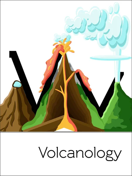 Flash Card Letter Volcanology Science Alphabet Kids Puzzle Abc Flash — 스톡 벡터