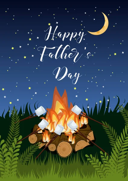 Happy Ημέρα Των Πατέρων Πρότυπο Ευχετήριες Κάρτες Φωτιά Ψήσιμο Ζαχαρωτά — Διανυσματικό Αρχείο