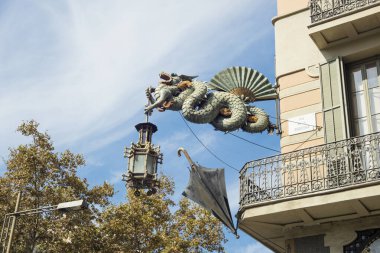 Barcelona, Katalonya, İspanya 'daki Las Ramblas' da bulunan 